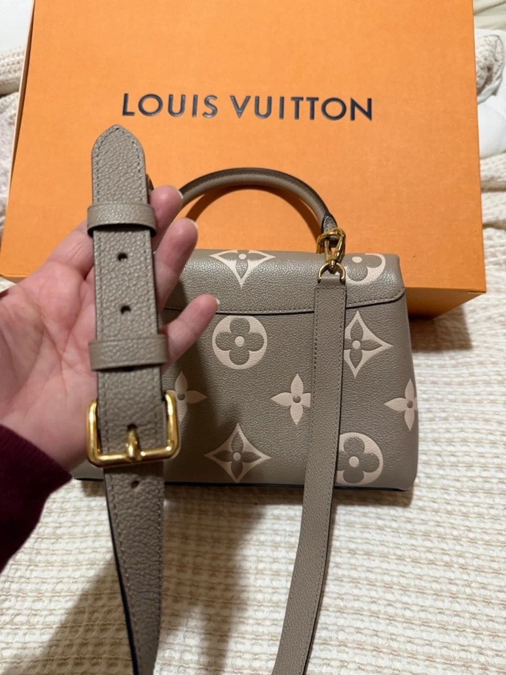 Louis Vuitton Taupe & Cream Monogram Top Handle Satchel - Picture 6 of 10